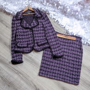 St. John boucle tweed jacket skirt set 14 16